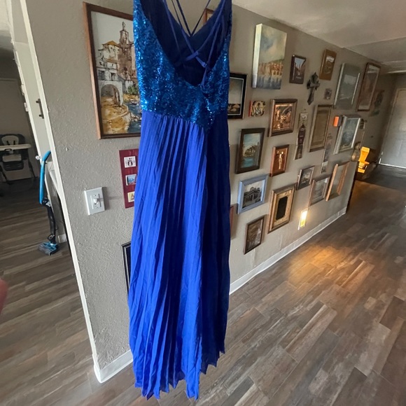 Bright Blue Strappy Gown - Picture 5 of 10